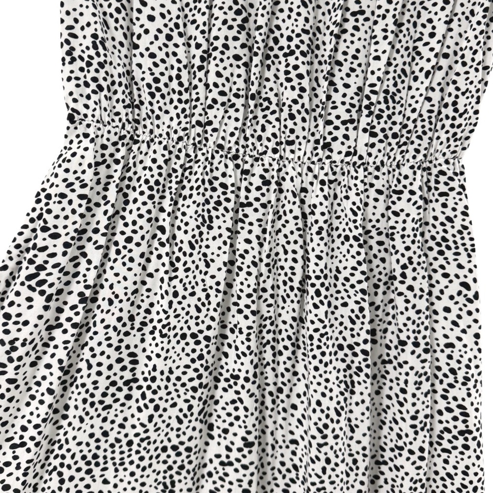 Black and White Dalmatian Print Tiered Ruffled Viscose Sundress Dress - Picture 4 of 9